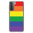 thumbnail image 1 of DistinctInk Clear Shockproof Hybrid Case for Galaxy S21+ PLUS 5G (6.7" Screen) - TPU Bumper, Acrylic Back, Tempered Glass Screen Protector - Rainbow Stripes Gay Pride - LGBTQ Support, 1 of 2