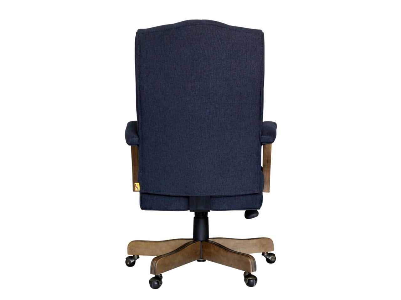 Boss Office Products Executive Denim Blue Commercial Grade Linen Desk Chair With Driftwood Finish Frame