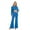 Blue, variant on Women Fall Pants Outfits Solid Color Crew Neck Long Sleeve Loose T-Shirts Tops Wide-Leg Pants 2 Pieces Clothes Set