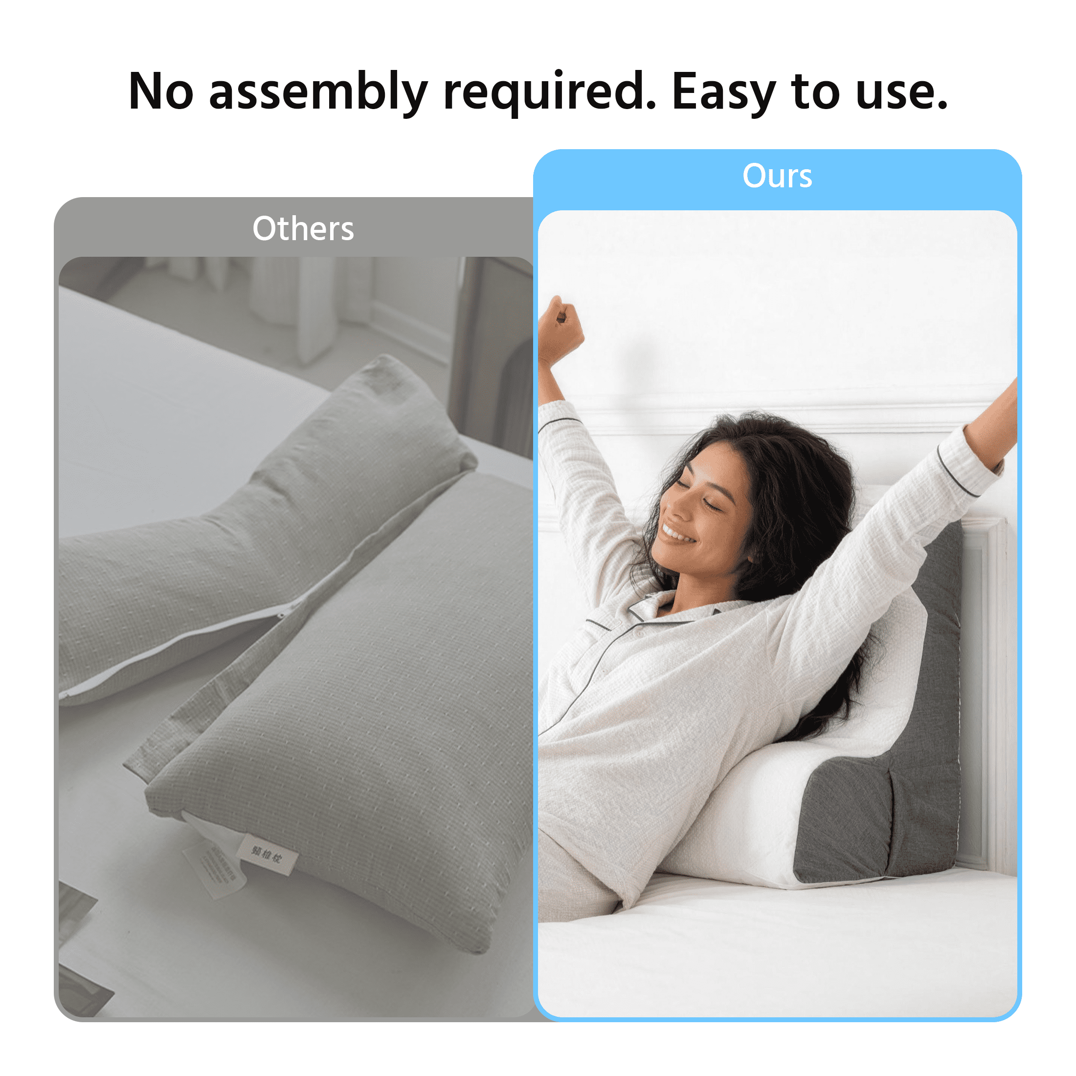 ORFELD Wedge Pillow for Sleeping,Resting,Back Pain Relief and Post Surgery,Memory Foam Cushion with Grey and White Patterned Polyester Cover, Ideal for Bedroom & Living Room,White