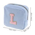 thumbnail image 2 of Unique Bargains 1 Pc Letter l Pattern Makeup Bag for Travel Blue Corduroy, 2 of 6