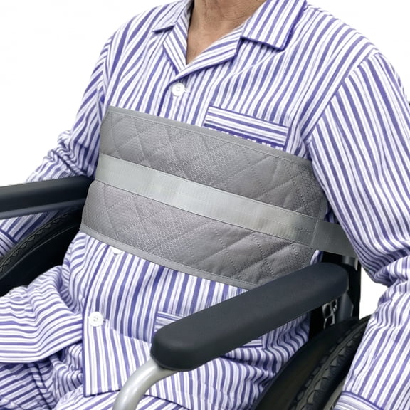 BUYHAO Anti-Slip Wheelchair Restraint Belt, Adjustable Fall Prevention Harness for Elderly/Pregnant/Paralyzed, Grey Polyester