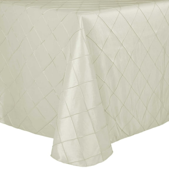 Ultimate Textile (3 Pack) Embroidered Pintuck Taffeta 108 x 132-Inch Rectangle Tablecloth with Rounded Corners Ivory Cream
