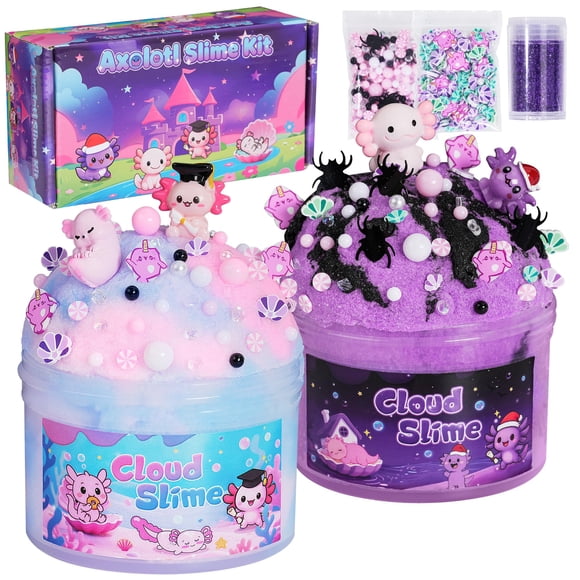 Slime Kit Joytry Axolotl Cloud, 400 ml, 2 unidades, antiadherentes, para niños