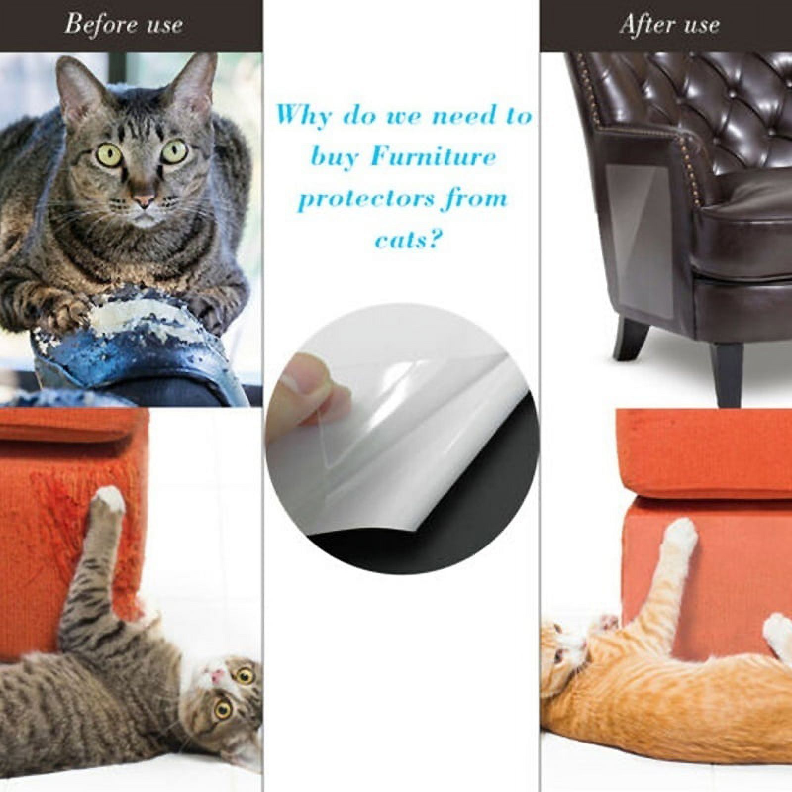 2/4/6/10PCS Couch Guard Cat Anti-Scratching Protector Sofa Furniture Self-Adhesive Cat Scratching Guard Cat Furniture Sofa Anti-Scratch Sticker for Cat Scratching or Clawing Furniture Protector - image 4 of 9