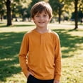 thumbnail image 4 of BLVB Boys Henley Long Sleeve T-Shirt Casual Crewneck Tops Loose Button Basic Tee Teen Kids Layer Clothes 5-15Y(Yellow,14-15 Years), 4 of 9