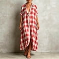thumbnail image 2 of Wsysadlol Summer Dresses Women Casual Plaid Print Button Up Shirt Dress Lightweight Breathable Half Sleeve Loose Long Tunic Plus Size Beach Cover Up And Loungewear, 2 of 5