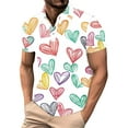 thumbnail image 2 of Handshe Men's Heart Print Button-Up Shirt, Casual Comfort Fit for Daily Wear and Valentine's Day Gifts, 2 of 5