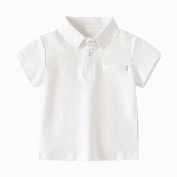 NIEWTR Childrens Polo Shirts for Boys Toddler Youth Short Sleeve Solid Tee Top Casual Soft Breathable Everyday Wear Sizes 2T-5T 4-12(B-White,12-18 Months)