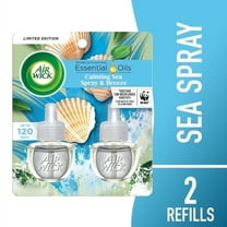 Air Wick Plug-In Scented Oil Air Freshener Warmer Refills, Calming Sea Spray and Breeze, 2 Count