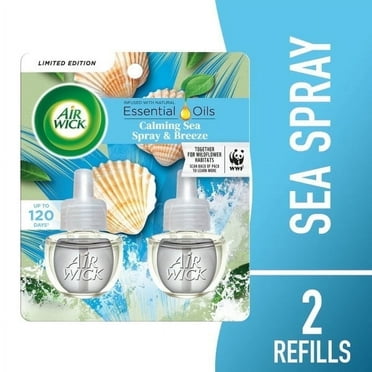 Air Wick Plug-In Scented Oil Air Freshener Warmer Refills, Calming Sea Spray and Breeze, 2 Count