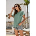 thumbnail image 4 of Purcoar Womens Ruffle Blouses Summer Shirts Short Sleeve Knit Tops, 4 of 7