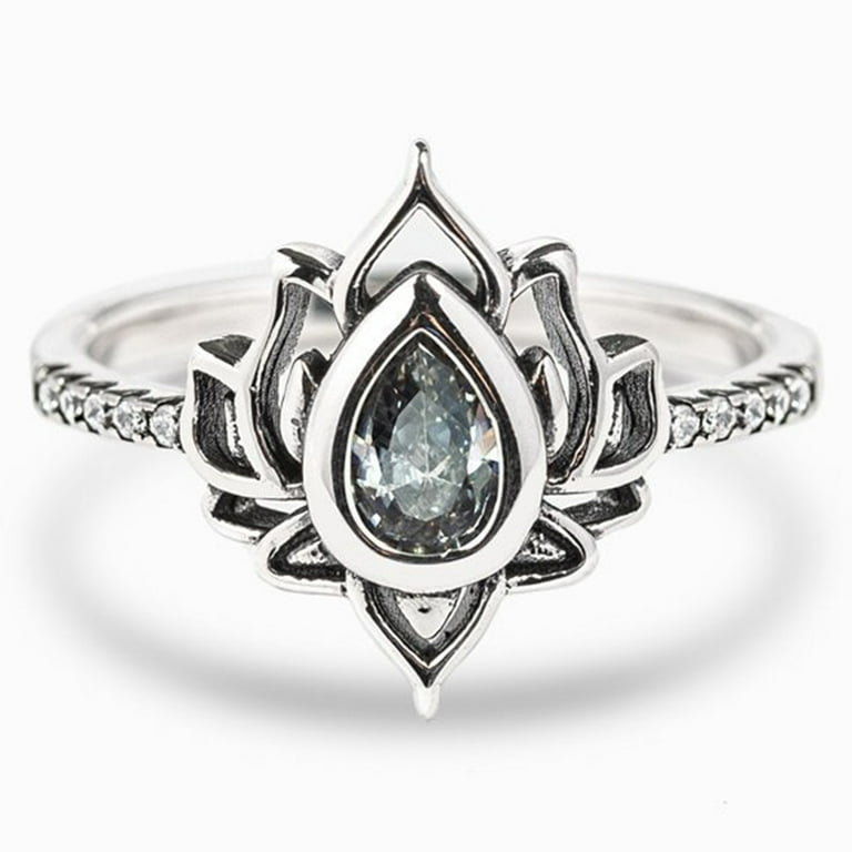 Lotus flower ring sterling silver deals