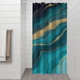 thumbnail image 2 of Teal Gold Wave Marble Pattern Shower Curtain 36"x72" ,Bathroom Decorative Shower Curtains Set with 12 Hooks,Modern Waterproof Washable Shower Curtain, 2 of 6