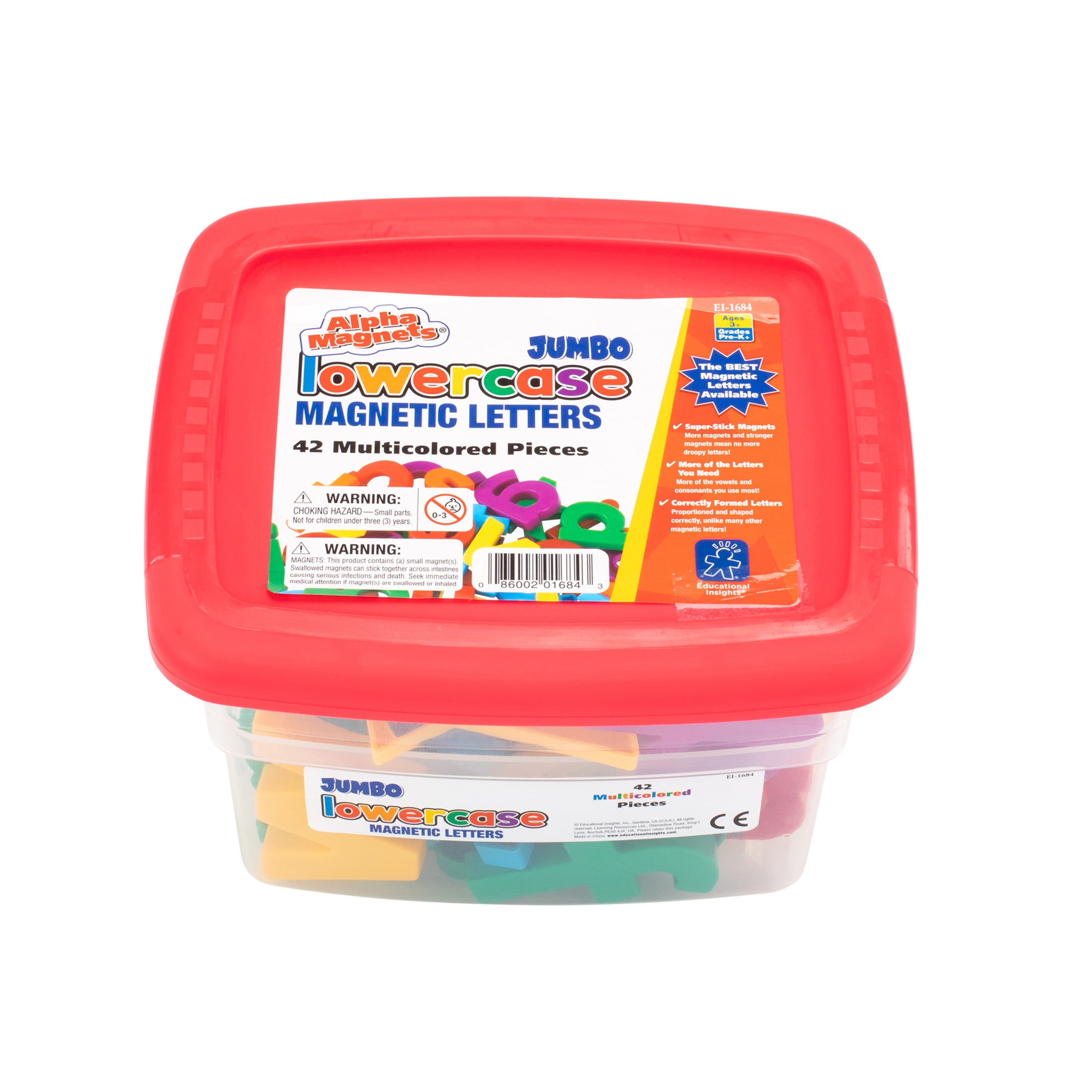 Educational Insights Jumbo AlphaMagnets- Multicolored Lowercase (Set of 42)