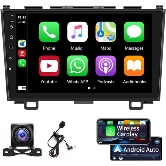 LICHENGTAI Android 13 Car Radio Stereo Fit for Honda CRV 2007-2011 Support Wireless Wired Car-Play Android Auto, 9" IPS Touch Screen Car GPS Navigation with Bluetooth, WiFi, FM, 2 32GB
