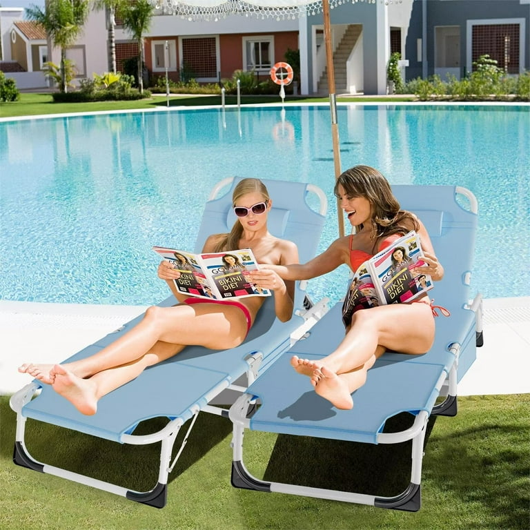 MOPHOTO Sleeping Cots for Adults 5 Position Face Down Folding Chaise Lounge Chairs Outdoor Portable Folding Bed Cot Lounge Chair for Beach Lawn
