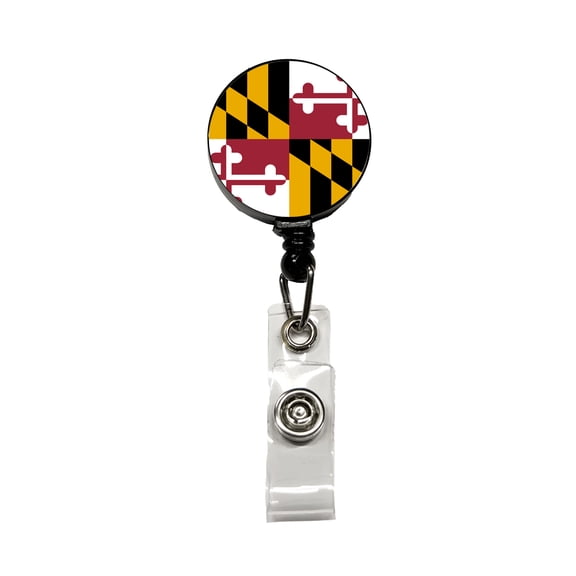 Maryland MD State Flag Retractable Reel ID Badge Key Card Name Tag Holder with Clip