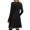 thumbnail image 2 of Long Sleeve Dress for Women Crew Neck Waist Tunic Dress with Pockets, 2 of 4