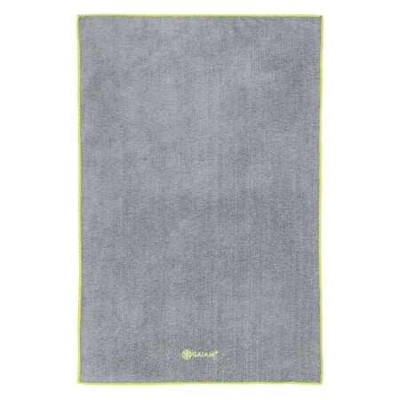 UPC: 0018713614612 | Gaiam Thirsty Yoga Hand Towel – Granite Storm/Citron