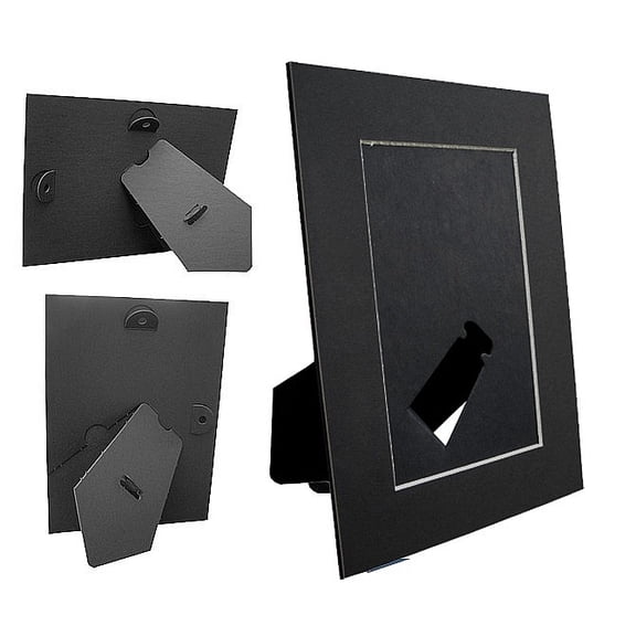 (6 pack) BLACK White Core BEVEL-CUT Easel 8x10 Frame Paper Stock sold in 6s - 8x10