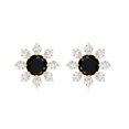 thumbnail image 2 of Rosec Jewels 1/2 CT Round Shape Black Diamond Floral Stud Earrings with Diamond for Women, 10K Yellow Gold, 2 of 7