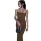 thumbnail image 3 of Sonducket larga Vestido ajustado Ropa de fiesta Cami Correas Sin mangas Piel multicolor Cierre Multiusos Atractivo Vestidos Marrón/S, 3 of 6