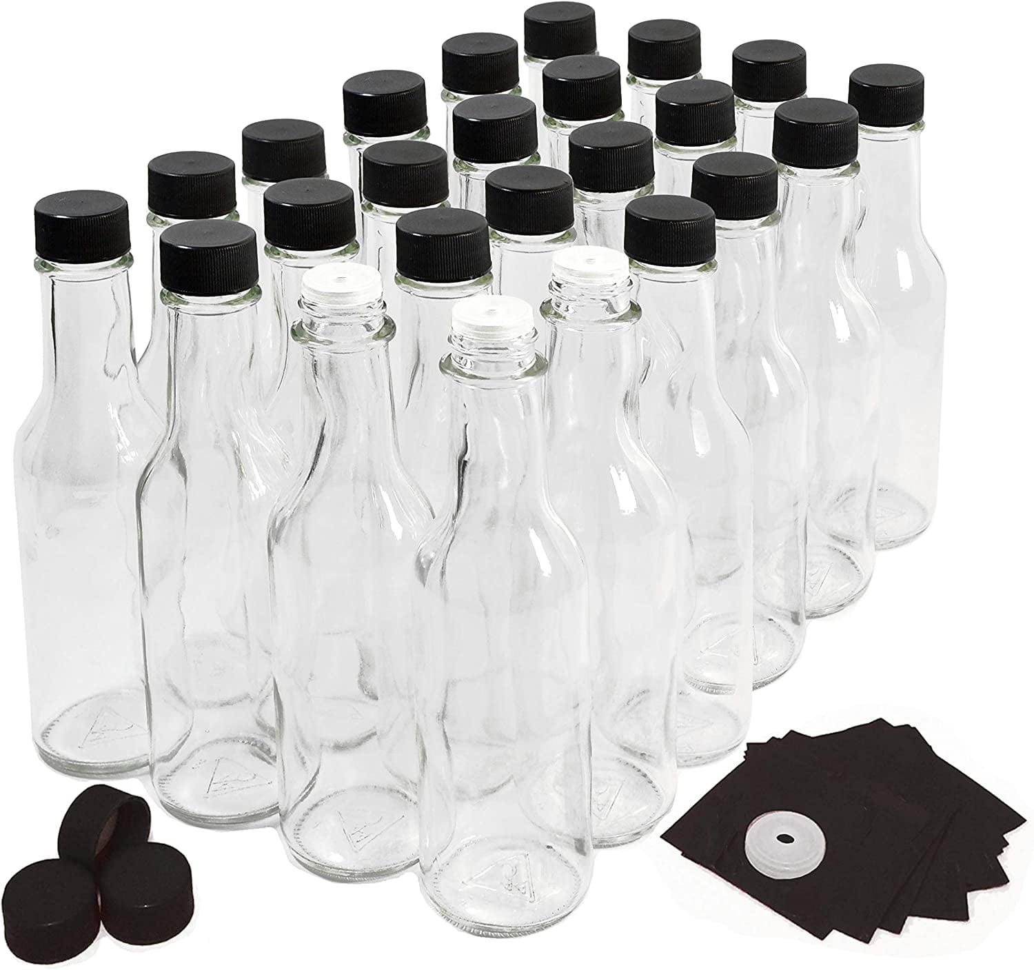 Premium Clear Glass Hot Sauce Bottles with Black Caps & Shrink Bands