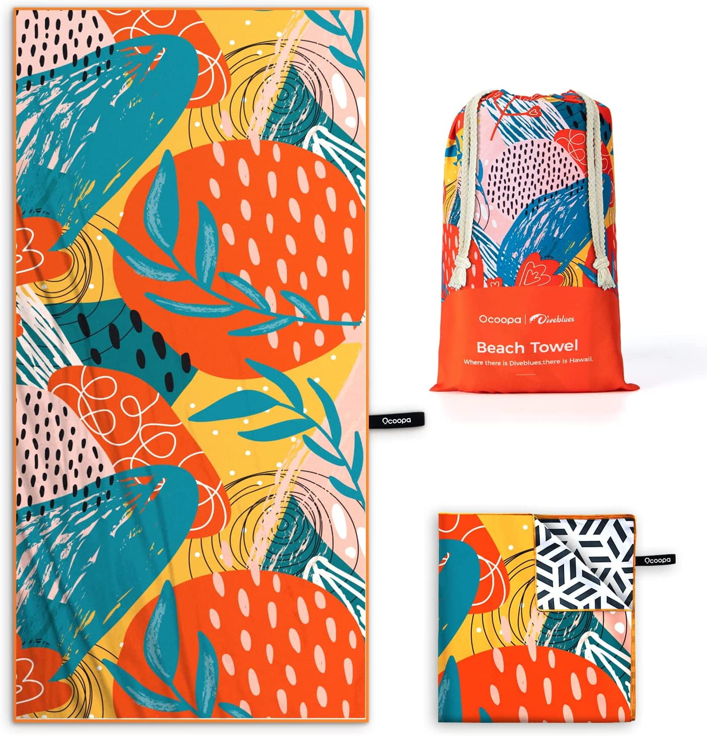 OCOOPA 71"x 32" Microfiber Beach Towel, Extra Large Fast Dry Oversized