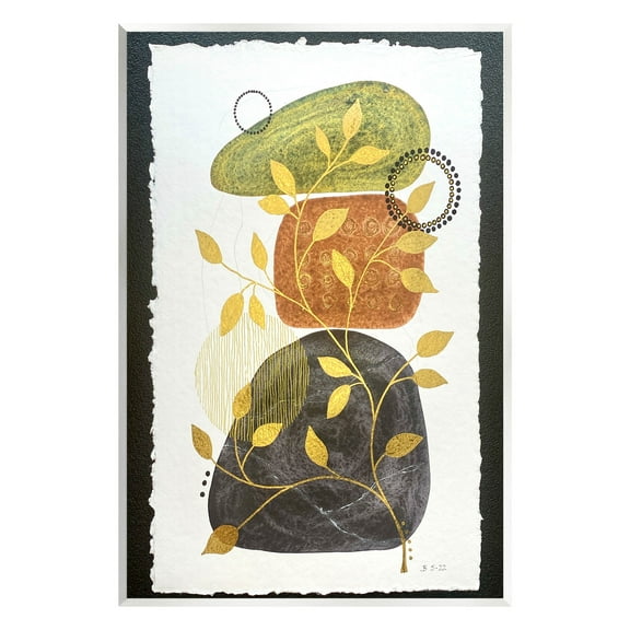 Layered Plant Leaf Pebbles Abstract Graphic Art Unframed Art Print Wall Art