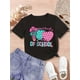thumbnail image 1 of 100 Days of School Girls' T-Shirt - Cute School Graphic Tee with Heart & Book Design, Soft Loose Comfortable Fit Short Sleeve Tee, Casual School Theme apparel, Schoolgirl outfit, Playful Graphic, 1 of 6