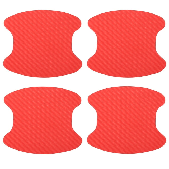 Unique Bargains Carbon Fiber Pattern Car Door Bowl Handle Stickers Protector Anti Scratches Protective Film Universal Fit Red 4pcs