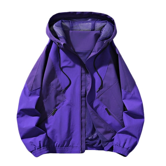 Goodtrade8 Pockets Jackets for Men Big and Tall Hooded Outwear Winter Zipper Long Sleeve Solid Color Mens Coats