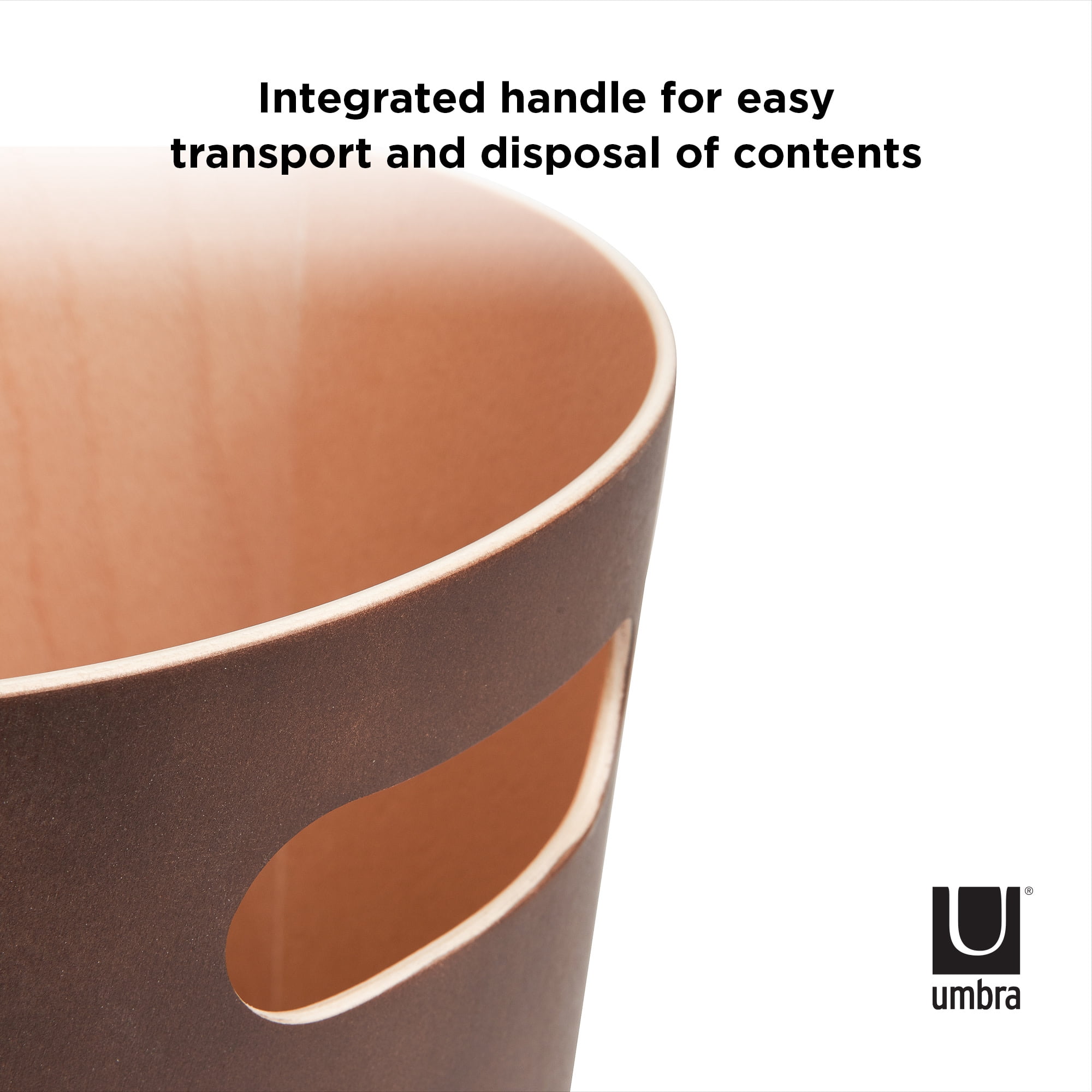 Umbra 2 gal Woodrow Wood Open Top Bathroom, Bedroom, Office Trash Can, Espresso