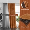 thumbnail image 6 of Lapalife Blackout Velvet Curtains, Scroll Floral Pattern Rod Pocket Thermal Insulated Velvet Curtain Drapes for Living Room, 2 Panels, 52"x 84", Orange, 6 of 8
