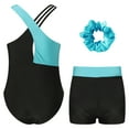 thumbnail image 2 of YONGHS Gymnastics Leotards for Girls Sleeveless Shiny Rhinestone Bodysuit with Shorts Hairband Set Blue Green 6, 2 of 5