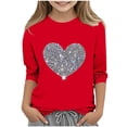 thumbnail image 1 of Haut/chemise Décontracté(E) pour Enfants à Col Rond, Manches Trois Quarts, Imprimé Love, 1 of 4