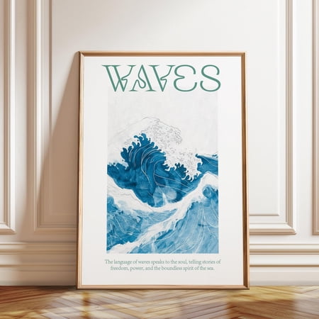 Kna Prints - Ocean Waves Poster - Majestic Sea Power Art Print - Coastal Serenity Home Wall Decor For Ocean Lovers Poster, Framed And Print, UNFRAMED-16x24