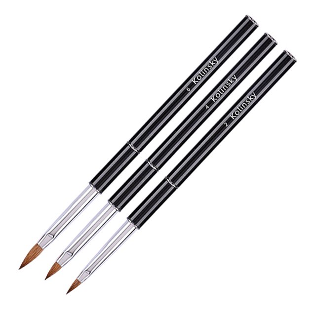 Pincel acrílico 3D para uñas, juego de pinceles para pintar uñas, herramientas de extensión de uñas de metal negro