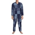 thumbnail image 3 of Sikiie Blue Gingham Buffalo Check Mens Pajama Set, Soft Warm Long Sleeve Sleepwear, Cozy Button-Down Pjs for Men-Small, 3 of 7