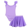 thumbnail image 5 of MSemis Kids Girls 2 Piece Ballet Dance Ruffles Sleeve Gymnastics Leotard with Wrap Skirts, 5 of 7