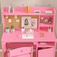 thumbnail image 5 of Garvee Kids Study Desk with Chair,Wooden Children Study Table with Hutch and Storage Cabinet, Student Writing Desk Computer Workstation, for Boys Girls 3-12 Year, Pink, 5 of 6