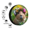 thumbnail image 4 of Sikiie Flower Crown Guinea Pig PVC Leather Spare Tire Wheel Cover Spare Tire Cover, for Car Truck SUV Camper Trailer Universal Fit(14-17in)-15 inch, 4 of 6