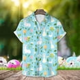 thumbnail image 4 of Shirts for Men Easter Digital 3D Printed Short Sleeve Button Down Lapel Blouses Loose Casual Summer Tops Green XL, 4 of 6