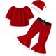 thumbnail image 1 of Conjunto de ropa navideña para niña, mono de manga larga con parte inferior acampanada, traje de Papá Noel de terciopelo para Navidad, 90 cm, 1 of 1