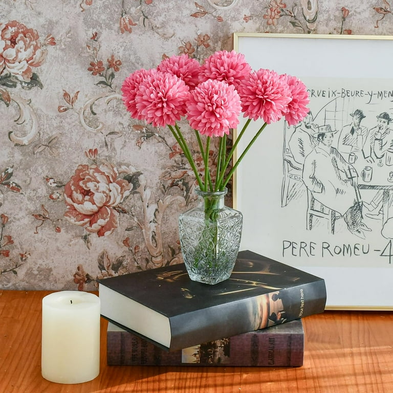 15 Pcs Artificial Chrysanthemum Ball Flowers With Eucalyptus Stems - Silk Decor For Home, Wedding & Table