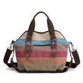 thumbnail image 5 of Bolso bandolera de lona estilo retro informal, estilo escolar, de gran capacidad, con un solo hombro y costuras de colores en contraste para mujer, 5 of 5