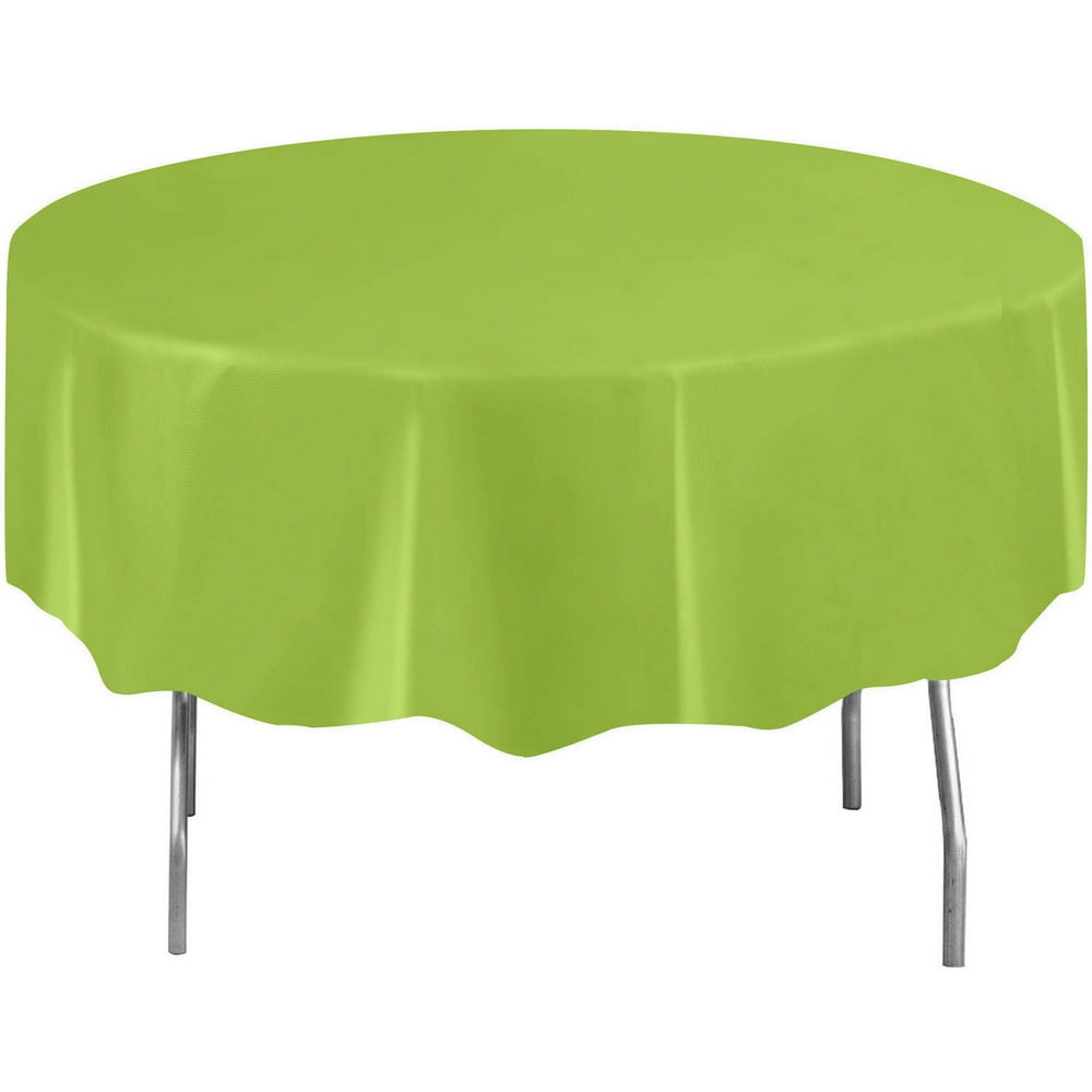 Lime Green Plastic Party Tablecloth, Round, 84in