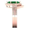 thumbnail image 3 of Clara Pucci 14K Rose Gold 2.4875 Simulated Emerald Engraveable Engagement Ring + Wedding Band Set, 3 of 7