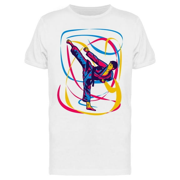 Colored Man Kick Design T-Shirt Men -Image by Shutterstock, Male Medium